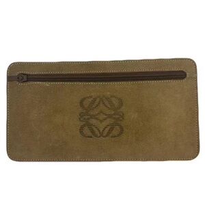 Loewe Tan Suede Pouch / Clutch with Anagram
